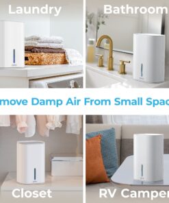 Pure Enrichment® PureDry™ Mini Dehumidifier - 27oz Compact Water Tank Eliminates 300ml/day of Excess Moisture from Closets, Bathrooms, Boats, Kitchens, and Other Small Rooms and Living Spaces 27 81xz0aS3deL