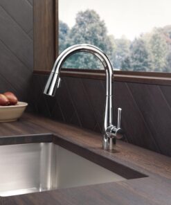 Alternative view of Delta Faucet Essa Pull Down Kitchen Faucet Chrome with Pull Down Sprayer, Kitchen Sink Faucet for Kitchen Sink with Magnetic Docking Spray Head, Chrome 9113-DST Without Soap Dispenser Standard