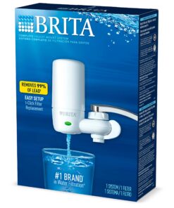 Brita Water Filter for Sink, Complete Faucet Mount Water Filtration System for Tap Water, Reduces 99% of Lead, White Faucet Mount System 36 81y1nAW71LL