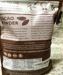 Kiva Raw Organic Cacao Powder (Unsweetened Cocoa - Dark Chocolate Powder) / 1 POUND, Made from the BEST tasting PREMIUM Criollo Cacao Beans - KETO and PALEO Friendly 33 81y2QFwzAcL