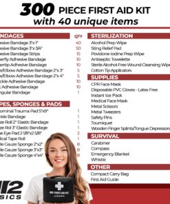 Professional 300 Piece (40 Unique Items) First Aid Kit | Emergency Medical Kits | Home, Business, Camping, Car, Office, Travel, Vehicle, Kids, Boat, Survival, Supplies 55 81y4mLpReQL