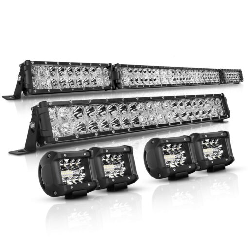 AutoFeel LED Light Bar Kit 52 Inch + 22 Inch + 4PCS 4Inch 32000LM 6000K Light Bars Flood Spot Beam Combo for Truck SUV ATV UTV Boat