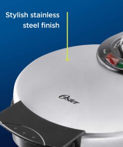 Alternative view of Oster Belgian Waffle Maker with Adjustable Temperature Control, Non-Stick Plates and Cool Touch Handle, Makes 8" Waffles, Stainless Steel