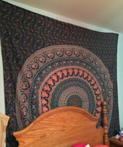 Popular Handicrafts Tapestry Wall Hanging Hippie Mandala Bohemian Hippy Psychedelic Design Indian Magical Thinking Tapestries Bedspread 84x90 Inches,(215x230cm) Navy Blue Full (215cms x 230cms) Neavy Blue 35 81y8CuFxyL