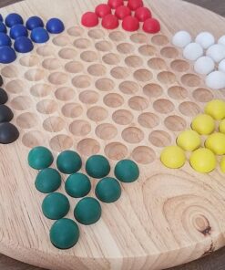 Brybelly Chinese Checkers Game Set with 11.5 in Natural Wood Checkers Board | 60 Wood Marbles in 6 Bright Colors for Adults, Boys and Girls Game Playing 12 81y8xEcrP7L