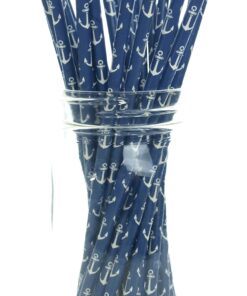 Alternative view of Anchor Sailing Straws (25 Pack) - Navy Blue Sea Anchors Paper Straws, Sailor & Nautical Party Supplies, Ahoy Matey Drinking Straws