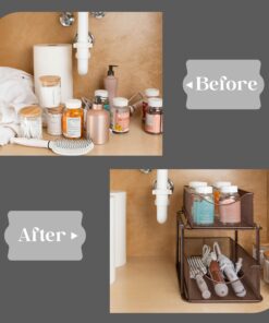 Sorbus 2 Tier Under Sink Bathroom Organizers and Storage, Strong Steel Mesh Sliding Drawers for Enhanced Bathroom Storage, Bathroom Organization and Storage & Under Kitchen Sink Organizer (Bronze) Bronze 20 81yBD2eSl1L