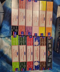 Nag Champa Sunrise Sandalwood Midnight Patchouli Celestial Fortune Blessings Romance Super Hit Jasmine Blossom Rain forest by Satya Gift Set 52 81yBeEHFZCL