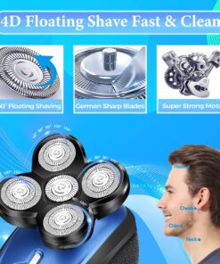 Head Shaver for Bald Men,5 in 1 Bald Head Shavers for Men Cordless,Waterproof Wet/Dry 5 Head Mens Electric Razor for Head Face Shaving, USB Mans Grooming Kit Rechargeable,Rotary Shaver Gift for Men 23 81yC0fv2c0L