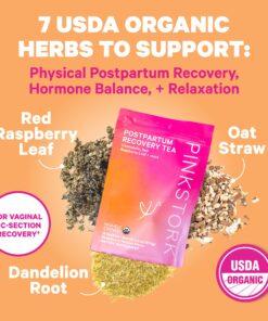 Pink Stork Postpartum Recovery Care Package: Postnatal Vitamins and Herbal Teas for New Moms, with Red Raspberry Leaf, Chamomile, DHA, Iron, Folate, and Vitamin B12 - Set of 3 13 81yDNGQ1cL