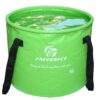 Premium Collapsible Bucket by Freegrace - Compact Portable Folding Water Container - Lightweight & Durable - Includes Handy Tool Mesh Pocket Green 16L
