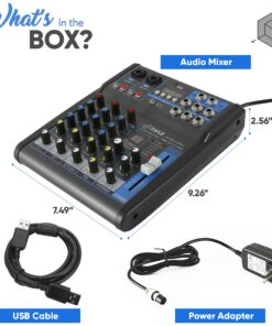 Pyle Professional Audio Mixer Sound Board Console System Interface 4 Channel Digital USB Bluetooth MP3 Computer Input 48V Phantom Power Stereo DJ Studio Streaming FX 16-Bit DSP processor-PMXU43BT 27 81yIbG6lNXS