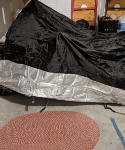 XYZCTEM All Season Black Waterproof Sun Motorcycle Cover,Fits up to 116" Motors (XXX Large & Lockholes) 116" Black & Silver 37 81yJJLKNAkL 2