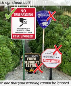 SmartSign "No Trespassing - This Property Is Protected By Video Surveillance, Private Property" LawnBoss® Sign | 10" x 12" Aluminum Sign With 3' Stake 8 81yKEifr6TL