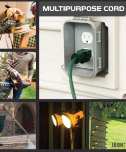 Iron Forge Cable 50 Ft Outdoor Extension Cord, 16/3 Green 50 Foot Extension Cord Indoor/Outdoor Use, 3 Prong, Weatherproof Jacket Extension Cord, Great for Christmas Lights and Outside 50FT 13 81yMXx1BGjL