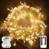 echosari String Lights Battery Powered, 33Ft 100 LED Warm White Outdoor Fairy String Lights with Remote Dimmable Timer 8 Modes for Wedding Party Garden Decoration 1 Pack 51 81yPEY3N7VL