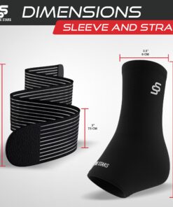 Sleeve Stars Ankle Brace for Women & Men, Achilles & Plantar Fasciitis Relief Compression Sleeve, Foot Brace with Ankle Support Strap, Heel Protector Wrap for Pain, Tendonitis & Sprain (Single/Black) One Size Black 1 28 81yQ9etqm7L