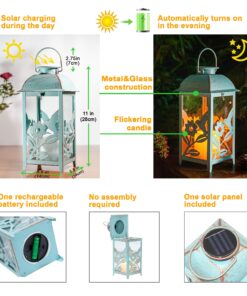 Solar Lantern Outdoor Hummingbird Blue Decor Antique Metal and Glass Construction Mission Solar Garden Lantern Indoor and Outdoor Solar Hanging Lantern Entirely Solar Powered Lantern Low Maintenance 1 Pack 22 81yQXQpO uL