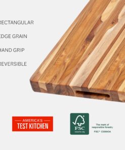 TeakHaus Edge Grain Carving Board w/Hand Grip (Rectangle) | 24" x 18" x 1.5" 24 x 18 x 1.5 Without Juice Groove 20 81yQlQn3zGL