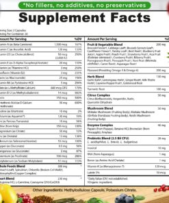 Vegan Whole Food Multivitamin with Iron, Daily Multivitamin for Women and Men, Made with Fruits & Vegetables, B-Complex, Probiotics, Enzymes, CoQ10, Omegas, Turmeric, Non-GMO, 90 Count 90 Count (Pack of 1) 24 81yQnN2YOHL 3