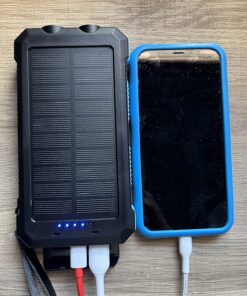 Power-Bank-Portable-Solar-Charger-30000mAh Battery Pack with Emergency LED Flashlight & 2x2.1A USB-A Output Ports Compatible with iPhone 14/13 Series, Samsung, and More, Perfect for Hiking, Camping Blue&Black 35 81yReDzhAFL 2
