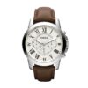 Fossil Grant Men's Watch with Chronograph Display and Genuine Leather or Stainless Steel Band Silver, Brown 8 81yUL0BNGL