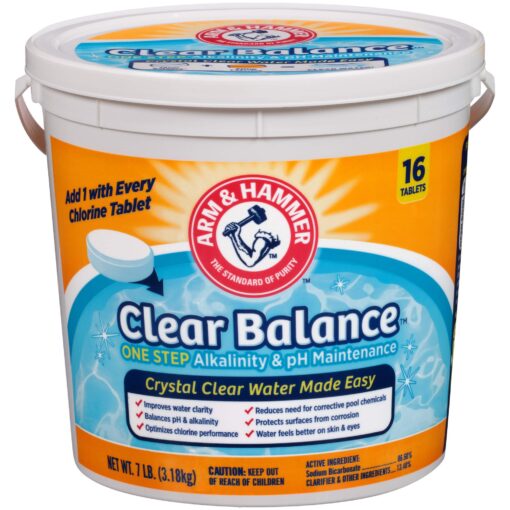 ARM & HAMMER Clear Balance Swimming Pool Alkalinity & pH Maintenance Tablets, White, 1 Pack, 16 Count 1Pack (16 Count)