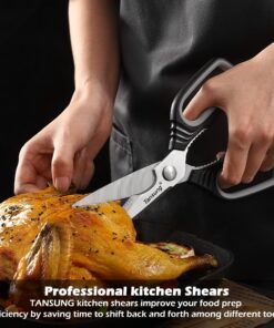 Kitchen Shears, TANSUNG Kitchen Scissors Heavy Duty Dishwasher Safe Food Scissors, Multipurpose Scissors Stainless Steel Kitchen Scissors for Chicken, Poultry, Vegetables, Meat, Fish, Herbs, BBQ Black 31 81yXCQkDRjL