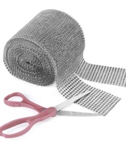 Silver Diamond Sparkling Rhinestone Mesh Ribbon for Event Decorations, Wedding Cake, Birthdays, Baby Shower, Arts & Crafts, 4.75" x 10 Yards, 24 Row, 1 Roll 38 81yZDZS6zxL 2