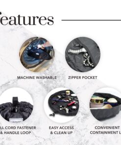 Lay-n-Go Cosmo Small Drawstring Cosmetic & Makeup Bag Organizer, Toiletry Bag for Travel, Gifts, and Daily Use, 16 inch, Black 10 81yc8IglfrL