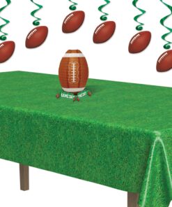 Beistle Grass Tablecover, 54” x 108” – Plastic Table Cloth, Football Party Decorations, Sports Themed Party Decor, Green Grass Tablecloth, Rectangular Table Cloth 15 81yeBC7uXL