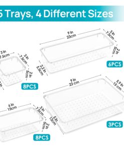 Alternative view of Vtopmart 25 PCS Clear Plastic Drawer Organizers Set, 4-Size Versatile Bathroom and Vanity Drawer Organizer Trays, Storage Bins for Makeup, Bedroom, Kitchen Gadgets Utensils and Office