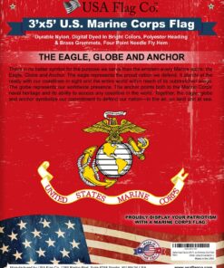 Marine Corps Flag by USA Flag Co. is 100% American Made: The BEST 3x5 Outdoor USMC Flag, Made in the USA - For Prime Members and Amazon A to Z Guarantee. (3 by 5 foot) 21 81yl49e3PTL