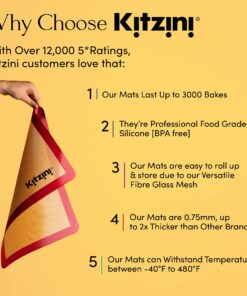 Kitzini Silicone Baking Mat Set. Non-Stick Silicone Mats for Baking. BPA Free Baking Sheets. Professional Grade Silicon Baking Sheet. INCL. 2 Half Sheets & 1 Quarter Silicone Baking Mats 2 Half & 1 Quarter Baking Sheets 25 81ylkzHJdJL