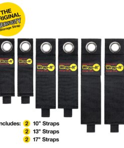 Heavy-Duty Wrap-It Storage Straps (Assorted 6 Pack) - Extension Cord Holder, Stocking Stuffers for Men, RV Accessories, Workshop and Garage Organizers and Storage Assorted 6-Pack Black 34 81yntVnkC8L