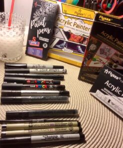 ARTISTRO Black Paint Pens for Rock Painting, Stone, Ceramic, Glass, Wood, Tire, Fabric, Metal, Canvas. Set of 5 Water Based Black Markers for Acrylic Painting Extra Fine Point Tip 5 Extra-Fine Black 37 81yoKSEAGYL