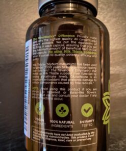 Organic Milk Thistle Capsules, 1500mg 4X Concentrated Extract with Silymarin is The Strongest Milk Thistle Supplement Available. Great for Liver Cleanse! 120 Vegetarian Capsules 37 81yt2KOmr6L