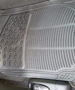 BDK M783 DuraChannel Heavy Duty Rubber Car Floor Mats Liner for Auto - All Weather 3 Piece Set Front & Rear, Fits Car Truck SUV Van, Universal Trim to Fit Black 54 81yu2AP1JtL