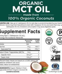 Viva Naturals Organic MCT Oil for Keto Coffee (32 fl oz) - Best MCT Oil Supplement to Support Energy and Mental Clarity, USDA Organic, Non-GMO and Paleo Certified & Keto Friendly 32 Fl Oz (Pack of 1) 21 81yuul0pd9L
