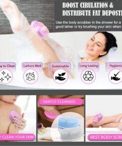 Avilana Silicone Body Scrubber, Gentle exfoliating Body Scrubber That's Easy to Clean, Lathers Well, Long Lasting, and More Hygienic Than Traditional Shower Loofah (Style 1-Gray) Style 1-gray 24 81yvAR1SA6L