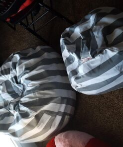 Creative QT Stuff ’n Sit Extra Large 38’’ Bean Bag Storage Cover for Stuffed Animals & Toys – Gray & White Stripe – Toddler & Kids’ Rooms Organizer – Giant Beanbag Great Plush Toy Hammock Alternative Grey/White Striped X-Large 31 81yvvKj2 iL 1