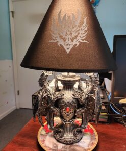 Zeckos Gothic Guardians of Light Medieval Dragons Resin Table Lamp - Dark Fantasy - 19 Inches High - with Black Fabric Tribal Dragon 13 Inch Diameter Lampshade 25 81yy1bL38ZL