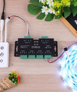 SUPERNIGHT LED Pixel Strip Amplifier Signal Data SPI Repeater for WS2801 WS2811 WS2812B WS2813 WS2815 SK6812 SK9822 Addressable RGB Light Strip Dream Color Programmable Rope Lighting 5v-24v SP901E 12 81yyziHnNmL