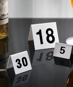 New Star Foodservice 27600 Double Side Plastic Table Numbers, 1-25, 3" x 3" Inch, White 001-25 8 81yzTBWvbDL 1