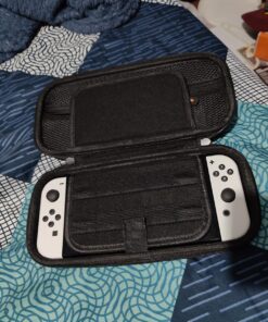 Deruitu Switch Carrying Case Compatible with Nintendo Switch/Switch OLED - Fit AC Charger Adapter - with 20 Game Cartridges Hard Shell Travel Switch Pouch for Console & Accessories Black 62 81yzY0UXEKL 1