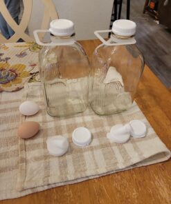 The Dairy Shoppe Heavy Glass Milk Bottles - Jugs with Lids and Silicone Pour Spouts - Clear Milk Containers for Fridge - Reusable Glass Milk Jug Dispenser - Made in USA (64 oz, 2 Pack) 64 oz 28 81yzawmCDiL