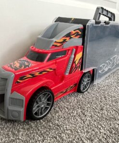 Amazon Basics Toy Car Carrier Truck With Storage For Kids Ages 3 and Up, 6-Pieces Diecast Vehicles & 16 Accessories, Multicolor, Medium 72 81z pDML8JL