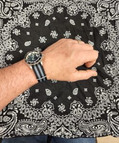 Benchmark Basics Nylon Watch Band - Waterproof Ballistic Nylon One-Piece Military Watch Straps for Men & Women - Choice of Color & Width - 18mm, 20mm, 22mm or 24mm Black / Grey Bond Striped 26 81z0 6nStcL