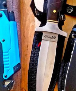 MTech USA – Fixed Blade Knife – Satin Finish Stainless Steel Blade, Brown Wood Handle with Stainless Steel Bolster, Includes Nylon Sheath - Hunting, Camping, Survival, Tactical – MT-20-03 44 81z05n5qZOL