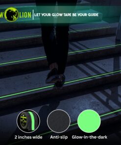 Anti Slip Tape Outdoor Stair Treads Non-Slip Grip Tape for Stairs, Glow in Dark Tape: Waterproof, Reflective, Safety & Traction Tread Tape by Glow Lion 2" Anti-Slip Tape 24 81z0K5KtfrL